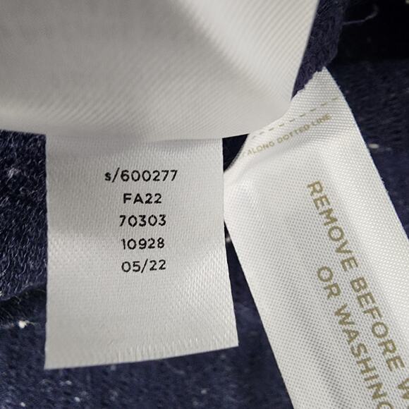 Loft Petite Womens Navy Blue Flecked Button Back Swing Dress XSP Long Sleeve - Picture 9 of 9